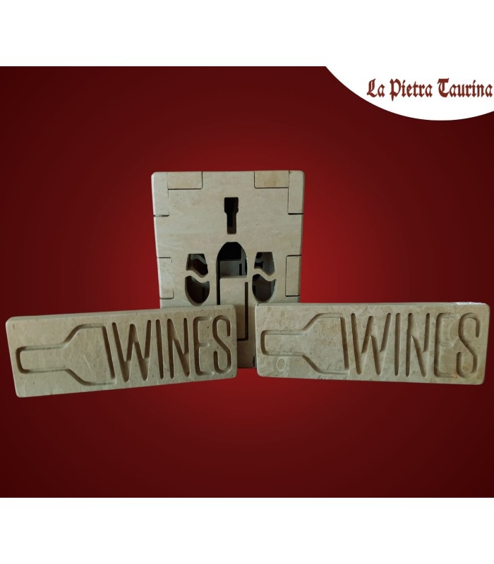 Lampada in pietra leccese bottiglia e calici