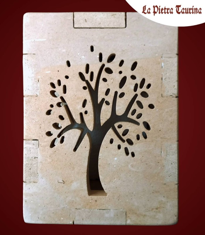 Lampada in pietra leccese con albero di ulivo
