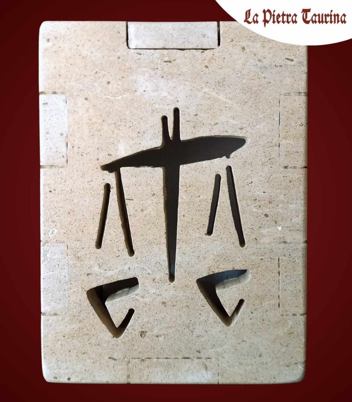 Lampada in pietra leccese con segno zodiacale bilancia